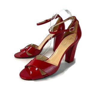 Kate Spade Womens Red Patent Leather Open Toe Criss Cross Sandal Block Heel 9.5B
